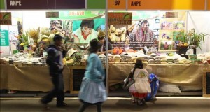 Productores y cocineros artesanales serán protagonistas en la octava feria Mistura
Vista de puestos de agricultores en la feria gastronómica Mistura, en Lima.