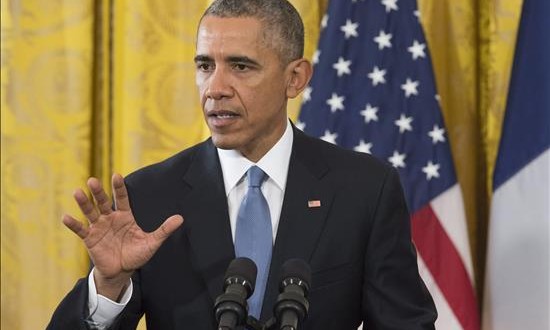 La Casa Blanca descarta amenaza "creíble y específica" de un posible ataque del EI en EE.UU.
El presidente de Estados Unidos, Barack Obama, durante una rueda de prensa en la Casa Blanca, (Washington).