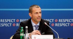 El presidente de la UEFA, Aleksander Ceferin, durante una rueda de prensa. EFE/Archivo