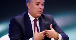 El presidente de Colombia, Iván Duque, ofrece un discurso en el Banco Interamericano de Desarrollo, este jueves en Washington (Estados Unidos). EFE