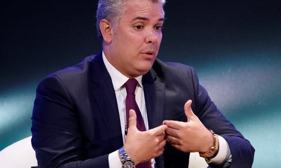 El presidente de Colombia, Iván Duque, ofrece un discurso en el Banco Interamericano de Desarrollo, este jueves en Washington (Estados Unidos). EFE
