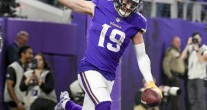 En la imagen, Adam Thielen, receptor abierto de los Vikings de Minnesota. EFE/Archivo
