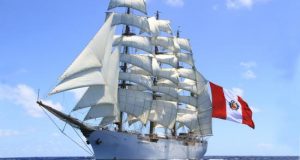 Fotografía cedida por el Consulado de Perú en San Francisco donde se muestra el buque escuela de la Armada del Perú, Unión, uno de los veleros más grandes del mundo. Unión atracó este viernes en el puerto de San Francisco (California, EE.UU.), EFE/Consulado de Perú en San Francisco