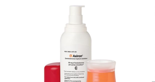 Esta foto proporcionada por Eli Lilly & Co. muestra la droga Axiron. Axiron, un gel para las axilas que se aplica como desodorante, es un medicamento utilizado por los hombres que luchan con los síntomas del envejecimiento asociado con un bajo nivel de testosterona.
