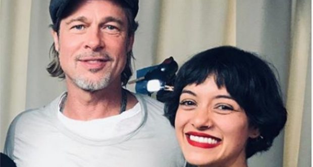 El actor estadounidense Brad Pitt conversó con la actriz peruana Jely Reátegui en México (Foto: AFP/@jelyreategui)
